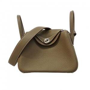 Hermes Lindy Mini handbag, Taurillon Clemence leather, Etoupe, K stamp, ladie...